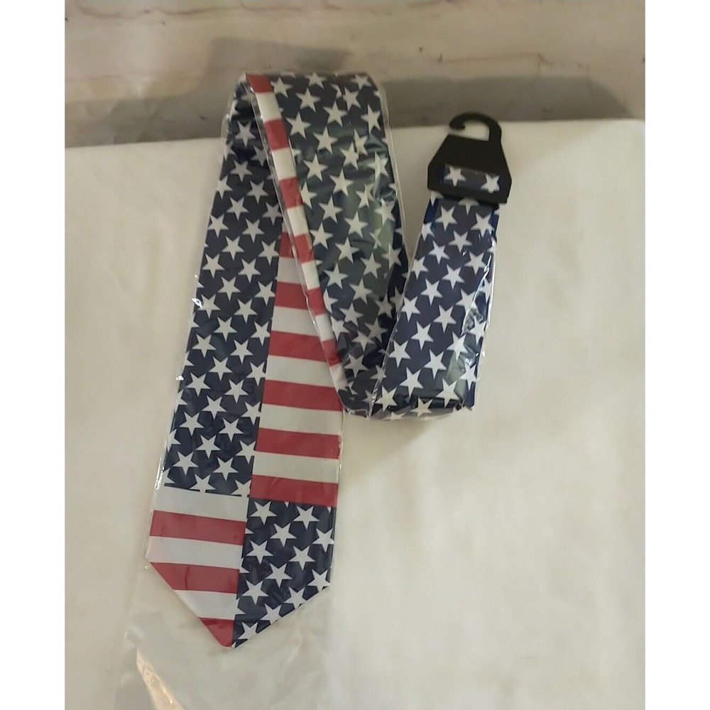 American Flag Patriotic Neck Tie Stars & Stripes  Red White Blue USA - Picture 5 of 5